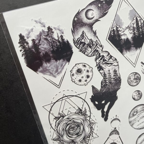 Kalnų ir miško priklijuojamos tatuiruotės