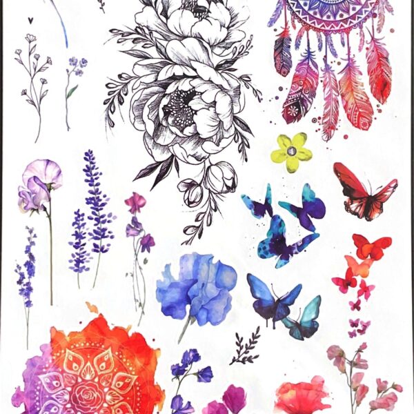 Gėlių ir sapnų klijuojamos tatuiruotės